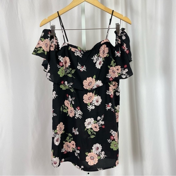 Forever 21 Small Cold Shoulder Off Shoulder Boho Floral Tunic Top Flowy Retro - Picture 5 of 8